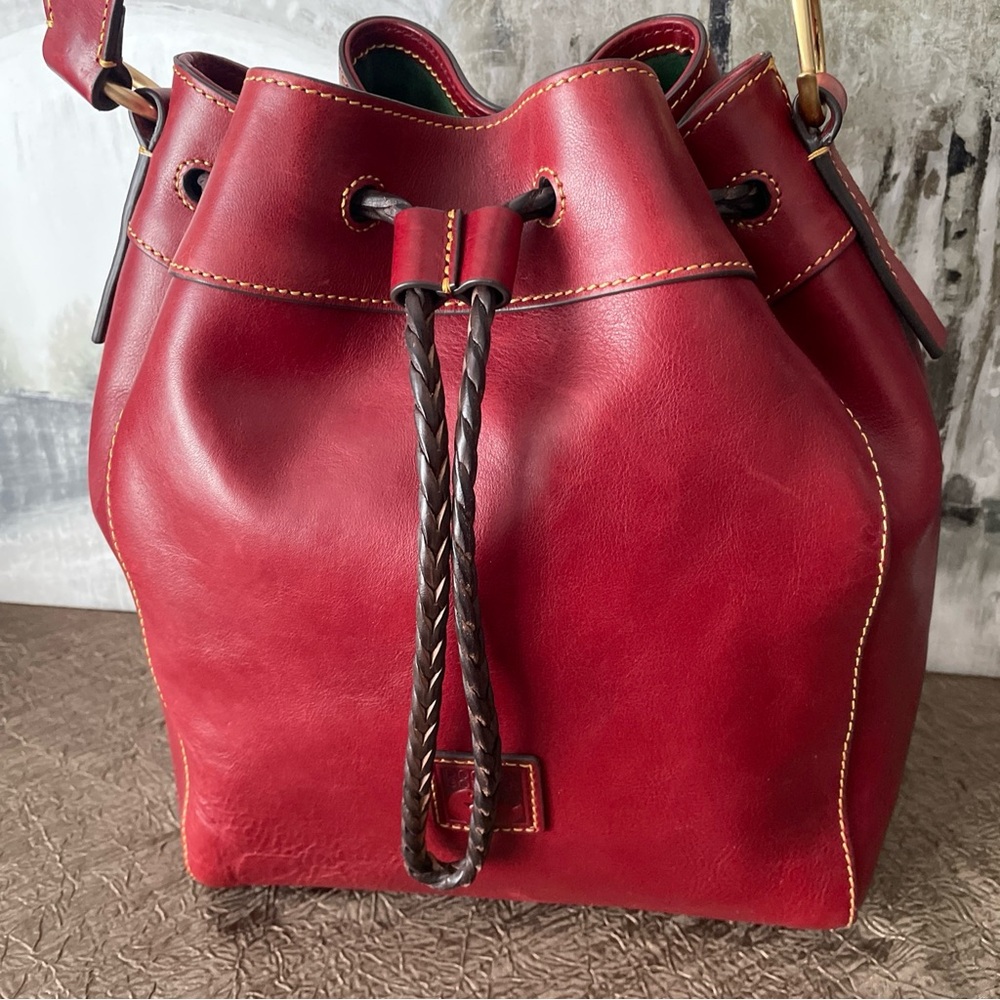 ❤️🤍💙Dooney & Bourke Hattie Drawstring Florentine Leather Shoulder Bag - Picture 13 of 16